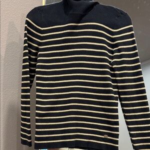 Ralph Lauren Black with Metallic Gold Striped Knit Top